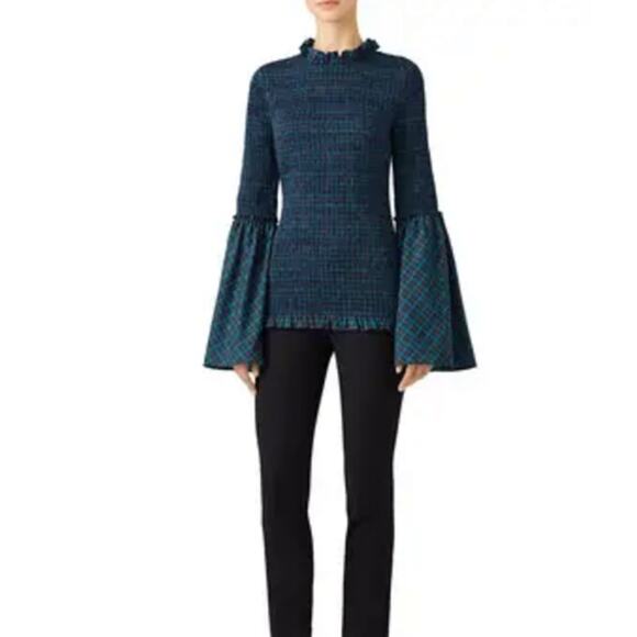 Petersyn Plaid Bell Sleeve Top Size Medium - Picture 1 of 10